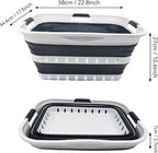 SAMMART 42L (11 gallon) Collapsible Plastic Laundry Basket - Foldable Pop Up Storage Container/Organizer - Portable Basket - Space Saving Hamper (Grey/Slate Grey (Set of 2))