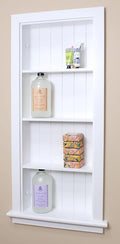 Fox Hollow Furnishings 14x36 Aiden Recessed Wall Niche Medicine Cabinet Replacement, in The Wall Bathroom Cabinet Insert Shelf/Shelves, Made in North America, Real Wood, NO MDF, Beadboard, White