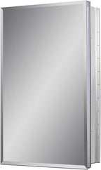 Fundin Aluminum Bathroom Mirror Cabinet Recess Mount Only, with Framless Double Sided Mirror Door, 15 Inch x 24 Inch