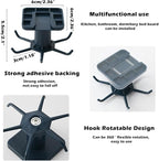 4 PCS Under Cabinet Kitchen Utensils Hooks Utility Nail Free 360°Rotating Hooks Adhesive Hanging Storage Rack for Tools/Towel/Knife(Black)
