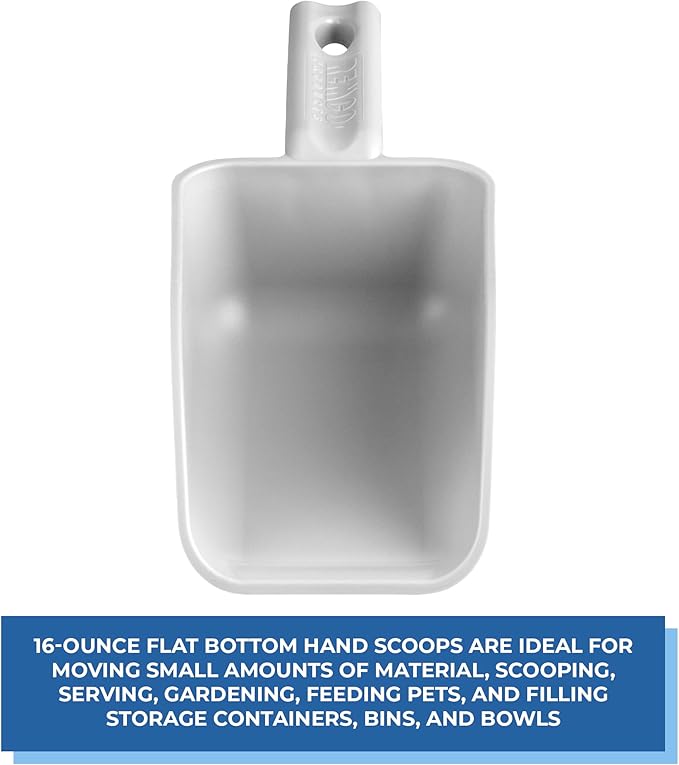 Vikan Remco 63005 Color-Coded Plastic Hand Scoop - BPA-Free Food-Safe Kitchen Utensils, Restaurant and Food Service Supplies, 16 oz, White