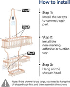 YASONIC Shower Caddy Hanging - Never Rust Shower Organizer - Aluminum over The shower head caddy with 10 Hooks for Razor/Sponge - Shower Rack with Soap Basket - Rose Gold