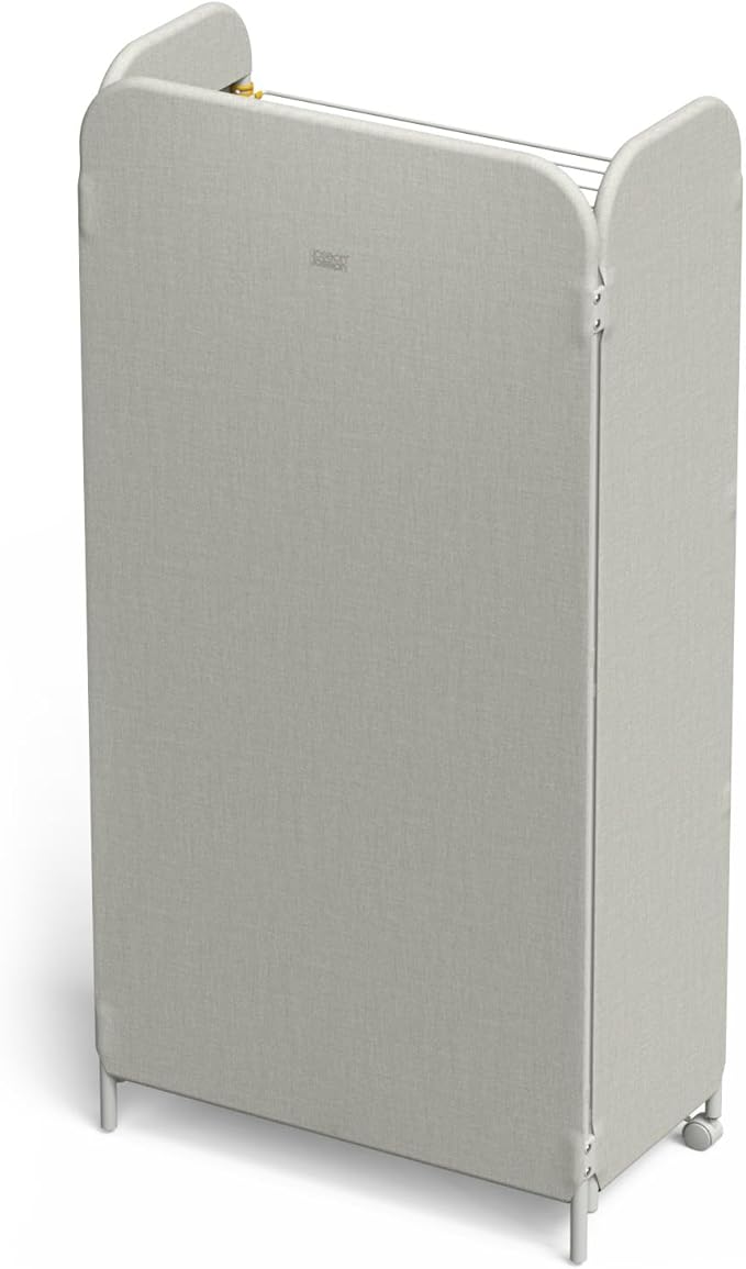 Joseph Joseph Eclipse 3-Tier Adjustable Laundry Drying Rack, Integrated Fabric Cover, Foldable with Wheels, Heavy Duty, Ecru