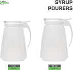 [1 PACK] EcoQuality 48oz Plastic Syrup Dispenser with Plastic Lid and Stainless Steel Slide Cover - Syrup, Sugar, Honey Dispenser - Perfect for Diners, Restaurants, Home, Office, Disposable (48 Ounce)