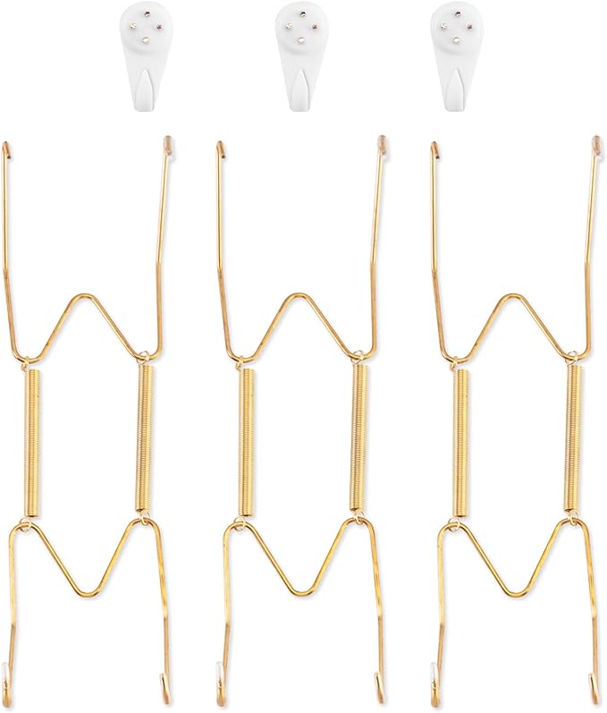 Bilillo 3 Pack Plate Hangers for Wall, Suitable for 8-10 Inch Art, Stainless Steel Invisible Heavy Duty Wire Holder With Wall Hooks for Displaying Plates, Platters, Dishes