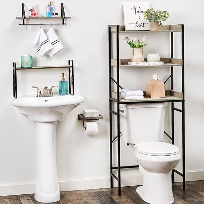 Farmhouse Bathroom Collection - Over Toilet Tower Gray