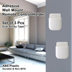 3 Pcs Remote Control Holder, Wall Mount Pen Holder Hole-Free Self Adhesive Phone Charging Organizer Pencil Storage Containers for Home Office School Supply Orgaizer (White