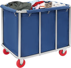Commercial Laundry Cart with Wheels, 260LBS Laundry Cart Stainless Steel Rolling Laundry Hamper, Laundry Sorter Rolling Cart with Removable Oxford Cloth Bag for Hotel, Home, Hospital (Blue)