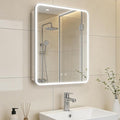22 x 28 LED Bathroom Medicine Cabinet, Rounded Corner Aluminum Frame Lighted Mirror Cabinet with 3-Color Dimmable Lighting, Memory Function & Anti-Fog, Recessed or Surface Mount Installation