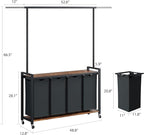 Versatile Laundry Sorter Hamper with Hanging Rack & Shelf – 4-Section Rolling Clothes Organizer, Utility Shelf, Lockable Wheels, Multi-Room Storage for Laundry Room, Bedroom, Bathroom