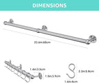 ROTHLEY Stainless Steel Hanging Pot Rack Hanger: 23.7 Inch Pot and Pan Hanger Wall Mounted Hanging Pot Bar Rack Heavy Duty Pot Hangers Kitchen Rail with 8 S Hooks (Brushed)