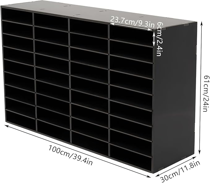 Mail Sorter Organizer, PVC Countertop Literature Organizer, Student Mailbox for Classroom, Desktop Bill Paper Organizer for Office Home School, 36 Compartments, Black