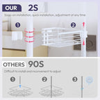 SWTYMIKI Shower Caddy Tension Pole - 4-Tier Corner Shower Organizer Tension Rod with Soap Holder, Toothbrush Holder & 4 Hooks, Adjustable Stainless Steel Bathroom Organizer 27.6 to 108.3 inch, White