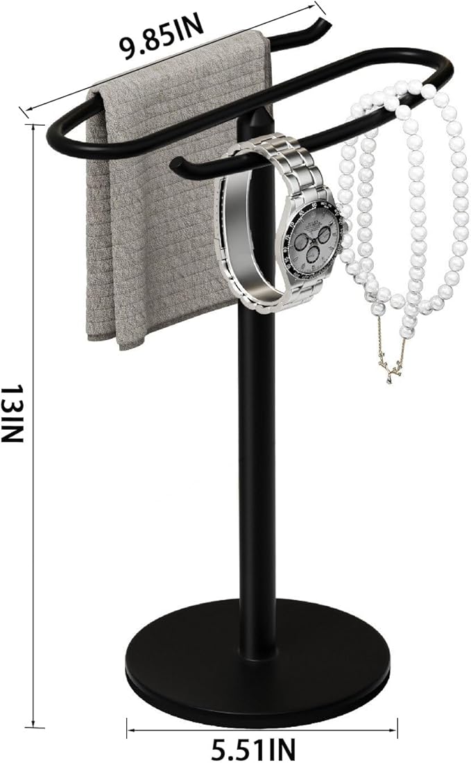 Hand Towel Holder Stand,S-Shaped Free-Standing Towel Rack Black SUS304 Stainless Steel Towel Bar Rack Stand Stand Hand Towel Rack Standing Towel Bar for Bathroom Kitchen Vanity Countertop