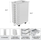 File Cabinet MINI 10 Tier Metal File Organizer Document Organizer with Wheel, White Color, for Home Office, Office Desk File (White)