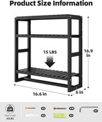 Over The Toilet Storage Bathroom Shelves Wall Mounted 3 Tier Space Saver Corner Shelf Organizer Bamboo Towel Rack Toilet Paper Cabinet with Hanging Rod Black