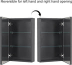 Fundin Medicine Cabinet 14 x 24 inches Mirror Size, Recessed or Surface Mount, Black Aluminum Bathroom Wall Cabinet with Mirror and Adjustable Shelves.