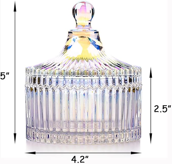 Colorful Glass Jar With Lid,Candy Cookie Jars,Mystery Jewelry Jar,Buffet Biscuit Containers Food Storage Decorative Office Candy Dish(Dazzling Colors)