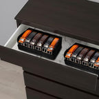 GTI Belt Organizer, 2pcs 6 Compartments Belt Organizer for Closet and Drawer, Bamboo Display Case for Tie and Belt, Belt holder Storage Organizer for Men Women (Black)