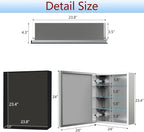 24x24 inch Medicine Cabinet Mirror with Storage, Aluminum Surface Mount or Recessed Medicine Cabinet with Adjustable Shelves for Bathroom Bedroom