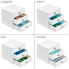 iDesign 3-Drawer Plastic Vanity Organizer, Compact Storage Organization Drawers Set for Cosmetics, Dental Supplies, Hair Care, Bathroom, Dorm, Desk, Countertop, Office, 6.5" x 6.5" x 6.5", White