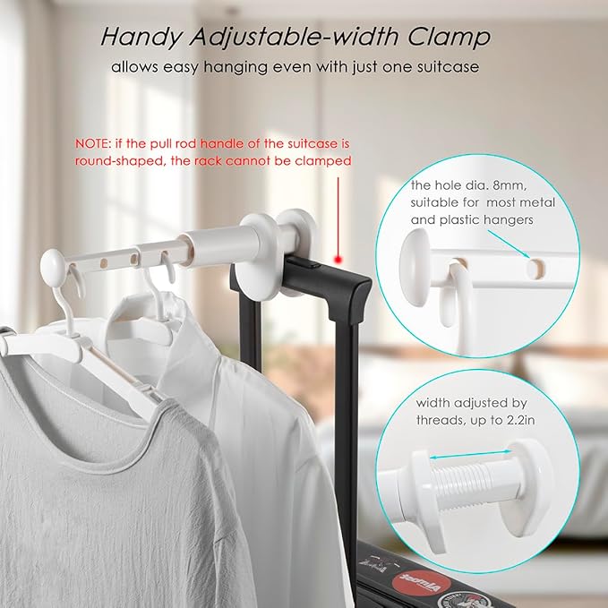 Travel Drying Rack for Clothes - Portable Hanging Rack Over The Door with Retractable Rod - Mini Size for Cruise, RV, Dorm, Apartment, Hotel Laundry