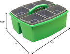 Storex Large Classroom Caddy with Cups, 13 x 11 x 6.575 Inches, Green, Case of 2 (00983U02C)