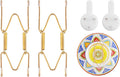 2 Pack Plate Hangers for Wall, Suitable for 4-5 inch Art Plate, Stainless Steel Invisible Heavy-Duty Wire Plate Holder with Wall Hooks, Display Hanger for Decorative Plates/Dishes/Platters(Gold)