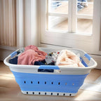 SAMMART 42L (11 gallon) Collapsible Plastic Laundry Basket - Foldable Pop Up Storage Container/Organizer - Space Saving Hamper/Basket (1, Grey/Little Boy Blue)