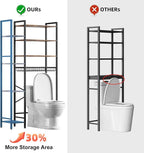 8-Tier Over The Toilet Storage with Side Rack, Over Toilet Storage Rack with Adjustable Shelf & Drain Basket, Freestanding Bathroom Organizer for Balcony, Laundry (Vintage Brown)