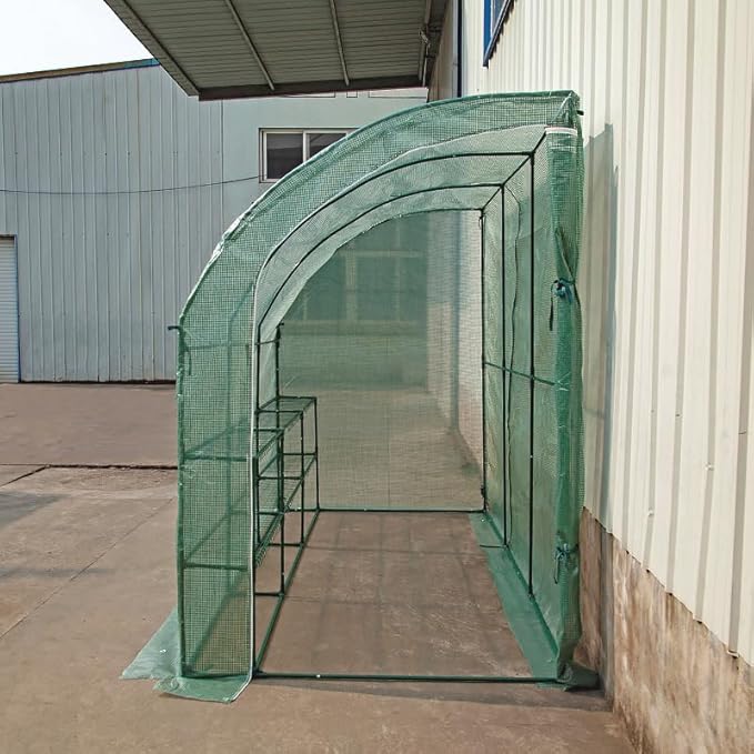 Greenhouse PVC Vinyl Garden House with Flower Stand, Indoor & Outdoor Plant Shelf, Weather-Resistant, Cold-Proof, Pest & Bird Protection, for Home Gardening & Vegetables (Green)