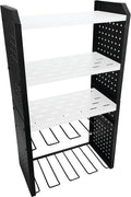 Performance Tool W7704 17-in Five Level Power Tool Storage Rack: 200 lb Limit, 9-Gauge Solid Steel Frame, Baked on Powder Coat Finish with 1/4-in Peg Holes, For Garage/Home, Black/White