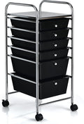 GOFLAME 6-Drawer Rolling Storage Cart, Multifunctional Art Craft Organizer, Mobile Utility Storage with Removable Drawers & Lockable Wheels, Craft Cart for Home Office, School, Black