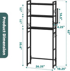 Simple Trending Over The Toilet Storage Rack with Toilet Paper Holder, Heavy Duty Metal 3 Tier Bathroom Organizer Shelf with 3 Hooks,Black