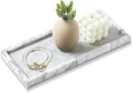 Natural Small Marble Vanity Tray, Luxury Stone Organizer for Bathroom & Kitchen | Holds Soap Dispenser, Jewelry, Perfume | Non-Resin, Non-Ceramic Décor (White, M (11.8" x 5.1" x 0.78"))