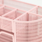 BLU MONACO | Pink Desk Organizers Metal Mesh Stationery Holder | Wire Mesh Desk Organizer with Compartments | Desk File Folder Organizer for Office Accessories