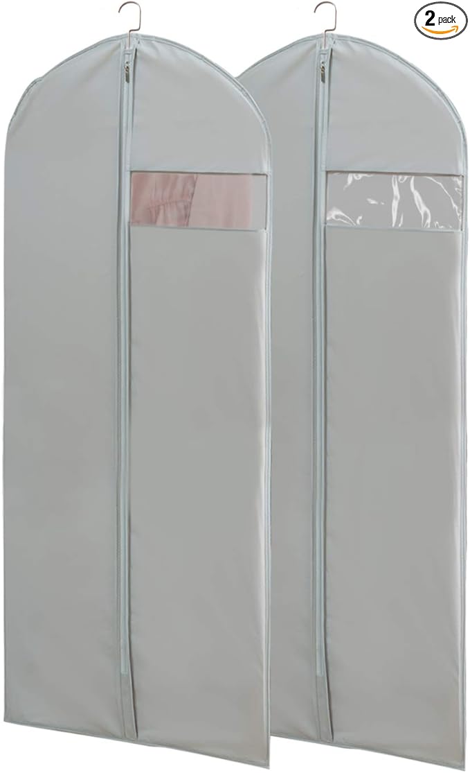 Dress Bags for Gowns Long, 65'' Long Dress Clear Garment Bag(Set of 2, 23.3'' X 65'')