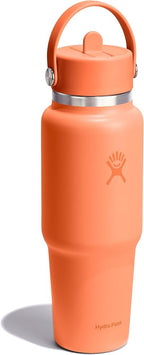Hydro Flask Travel Water Bottle - Insulated Stainless Steel - Wide Straw Lid, Non Spill, Leakproof in 32 Oz Nectar Orange
