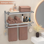 DDS-DUDES 23" Towel Racks for Bathroom with Towel Bars, 3 Tier Hotel Towel Shelf Stainless Steel Wall-Mounted Holder with Towel Shelves Brushed Nickel