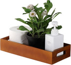 Bathroom Decor Box,Wooden Toilet Tank Topper Basket Tray,Back of Toilet Basket for Paper Storage Bathroom Counter Organizer (Brown, 15.1 * 6 * 2.5in)