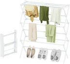 Foldable Drying Rack Clothing, 3-Tier Portable Clothes Drying Racks for Indoor & Outdoor, Anti-rust Compact Laundry Rack Collapsible, Compact Size, 15 lbs Max Load, White 28"D x 10"W x 35"H