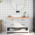 vidaXL Solid Oak Wood Bathroom Countertop, Light Brown, 47.2"x11.8"x(0.8"-1.6"), Treated Surface, Live-Edge Design, Versatile and Durable