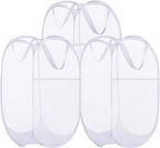 BATTOO Deluxe Strong Mesh Pop up Laundry Hamper Basket with Side Pocket for Laundry Room, Bathroom, Kids Room, College Dorm or Travel 3 Pack White