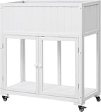 35.4'' x 17.7'' x 37.4'' Wooden Cold Frame with Double Doors and Wheels, Raised Garden Bed with Liner for Outdoor and Indoor Plants, White