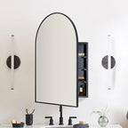 TEHOME 24 x 36'' Black Arch Bathroom Medicine Cabinet with Mirror Recessed and Surface Mounted Medicine Cabinet Mirror