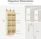 Lifewit 1 Pack Over the Door Organizer, Clear Window Hanging Storage with 4 Side Pockets, Anti Tilt 40 lbs Load Behind Door for Pantry, Nursery, Bathroom, Bedroom, Dorm, 10 Section, Beige