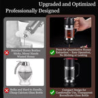 No-Drip Honey Dispenser, 2026 New Glass Honey Dispenser, No Drip Glass Honeys Dispensers with Stand, Maple Syrup Dispensers, Syrup and Jam, Honeys Container with Handle (Black)