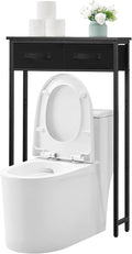 MOHOPE 2-Tier Over The Toilet Storage with 2 Fabric Drawers, Freestanding Above The Toilet Storage Cabinet, Space Saver Metal Over Toilet Bathroom Organizer Shelf for Small Space, Black