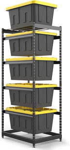 27 Gallon Tote Storage Rack, Heavy-Duty Storage Bin Rack Organizer, 5-Tier Standing Storage Bin Shelves, 250 lb Capacity, Maximize Space for Garage, Warehouse, Utility, 1-Pack (Totes Not Included)