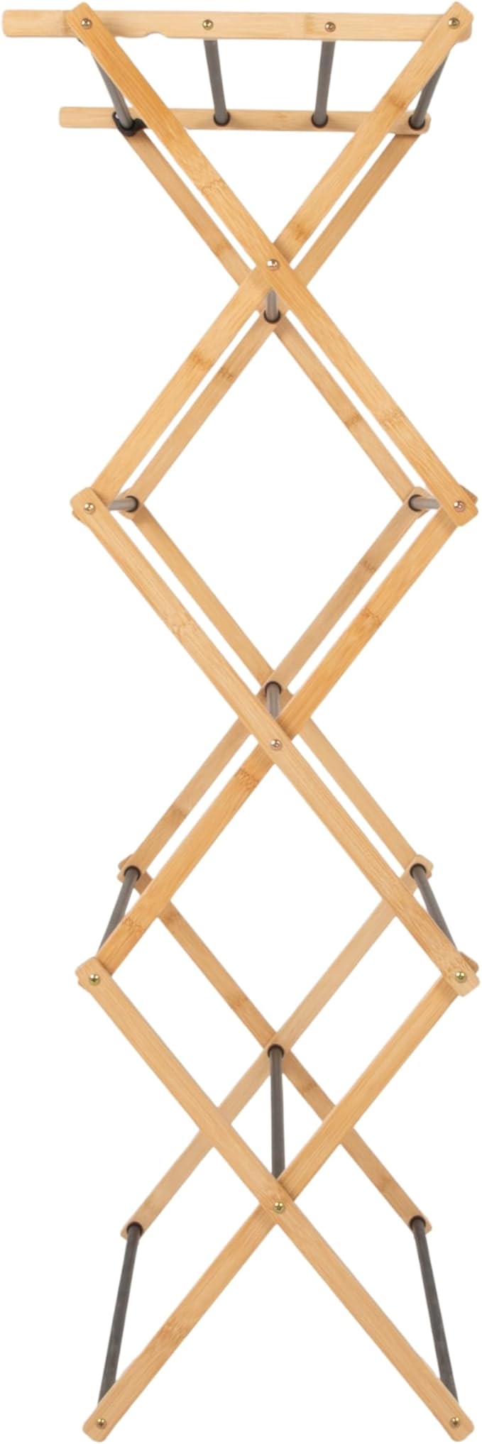 Household Essentials Bamboo Folding Clothes Drying Rack, Compact Upscale Laundry Rack with 13 Coated Dowels, Environmentally Friendly, Stable Frame